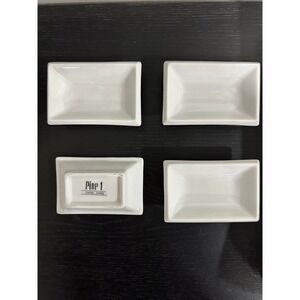 Set of 4 Pier 1 Condiment Dipping Bowls White Sushi Night EUC
